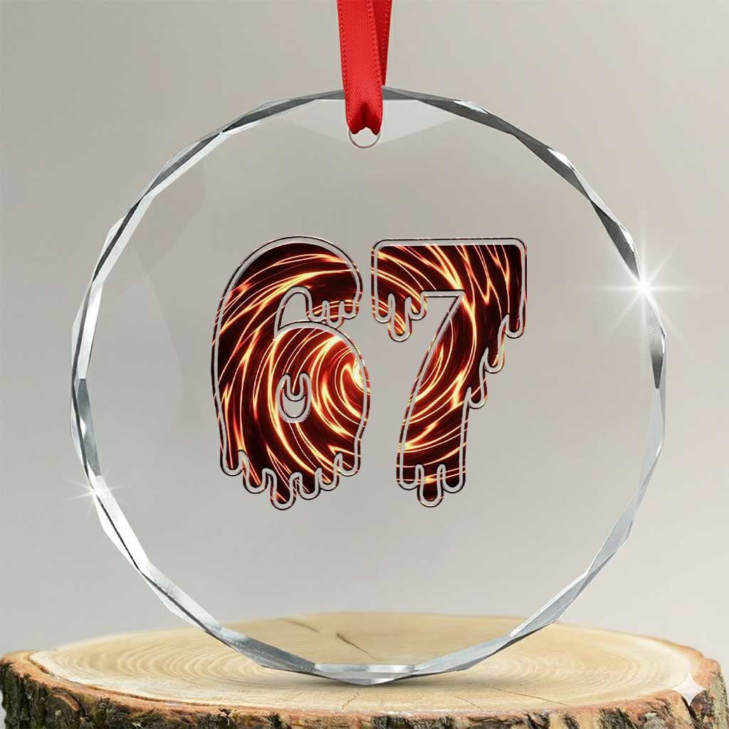 Fire Swirl Effect Printed Crystal Glass Ornament Six Seven Meme TS12 Transparent Glass 3'' Circle Print Your Wear