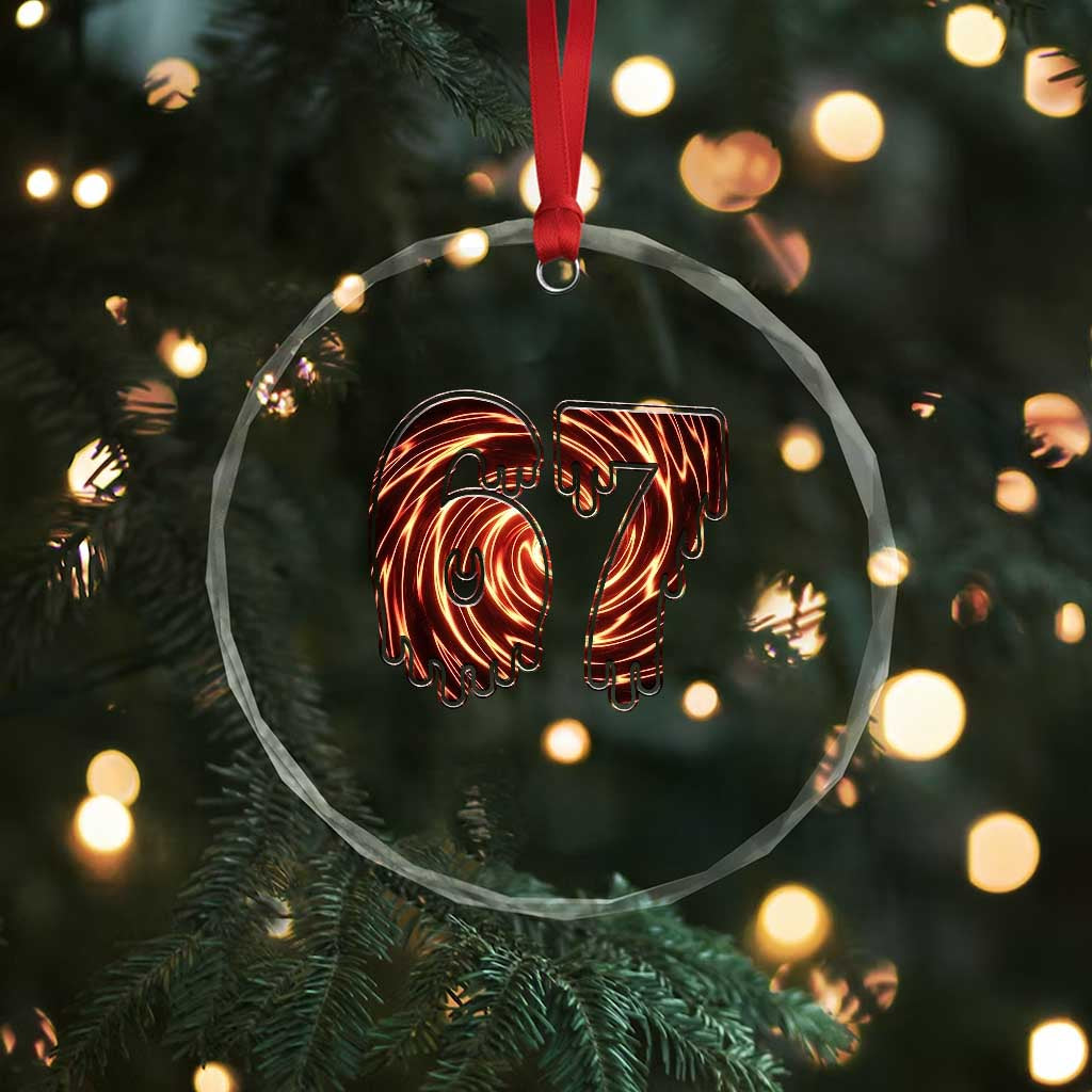 Fire Swirl Effect Printed Crystal Glass Ornament Six Seven Meme TS12 Print Your Wear