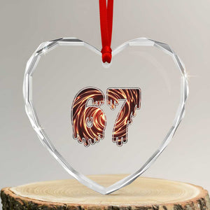 Fire Swirl Effect Printed Heart Crystal Glass Ornament Six Seven Meme TS12 Transparent Glass 3'' Heart Print Your Wear