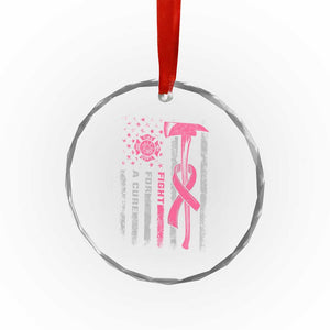Firefighter Breast Cancer Awareness Crystal Glass Ornament Fight For A Cure American Flag TS10 Print Your Wear