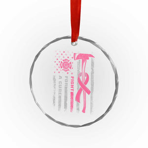 Firefighter Breast Cancer Awareness Crystal Glass Ornament Fight For A Cure American Flag TS10 Print Your Wear