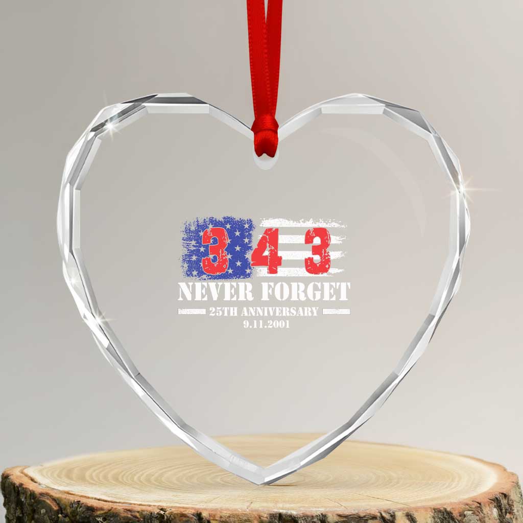 Firefighter Memorial 343 Never Forget American Flag Heart Crystal Glass Ornament 25th Anniversary Patriotic Honor 9 11 Tribute TS02 Transparent Glass 3'' Heart Print Your Wear