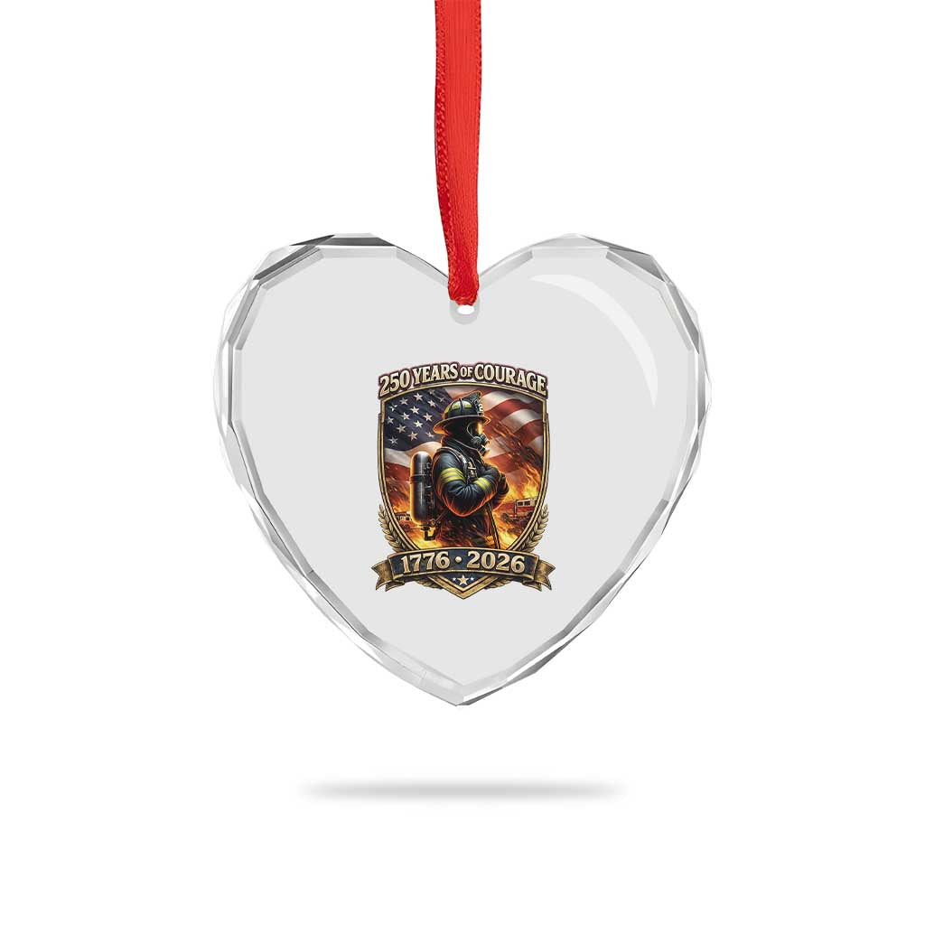 Firefighter USA 250th Anniversary Gift Heart Crystal Glass Ornament 250 Years Of Courage TS12 Print Your Wear