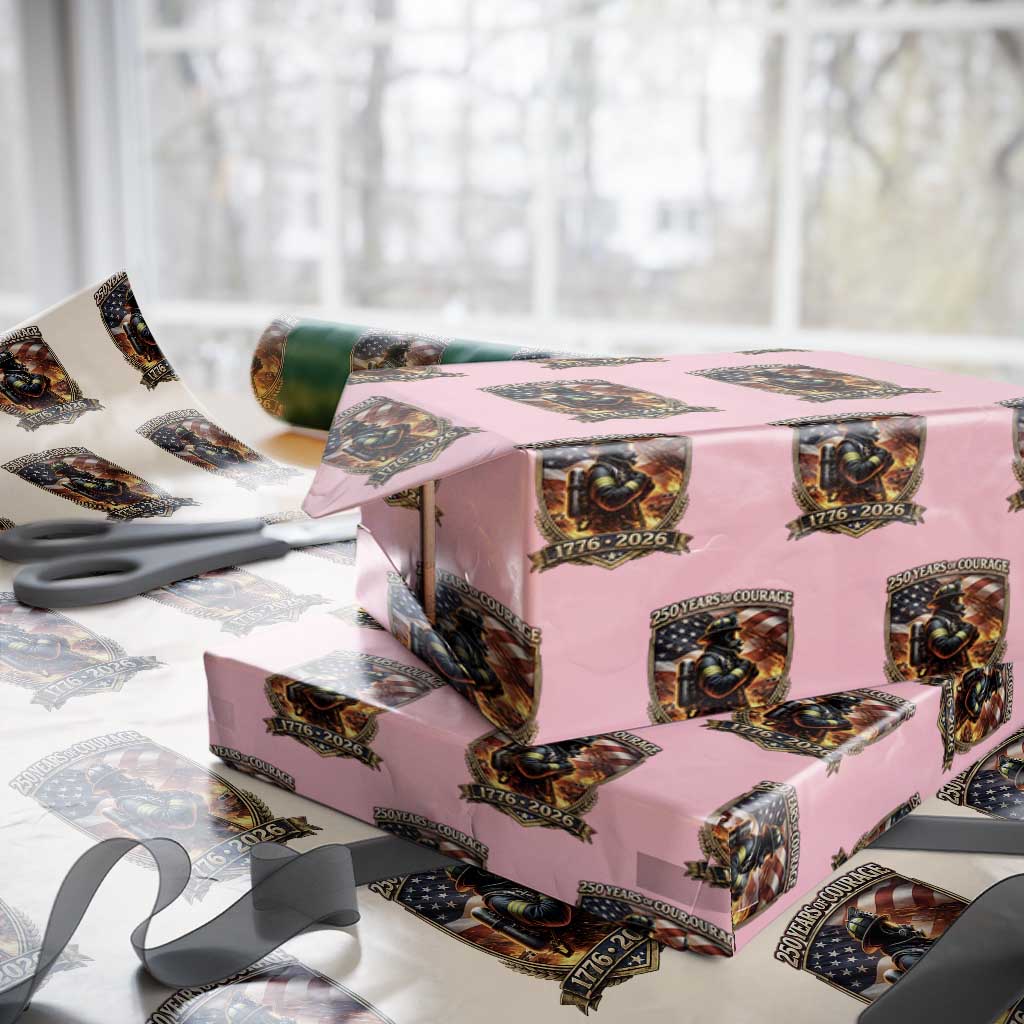 Firefighter USA 250th Anniversary Gift Wrapping Paper Roll 250 Years Of Courage TS12 Light Pink Print Your Wear