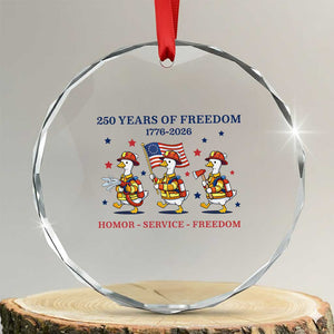 Fireman 250 Years of America Crystal Glass Ornament Silly Goose Firefighter Honor Service Freedom TS14 Transparent Glass 3'' Circle Print Your Wear