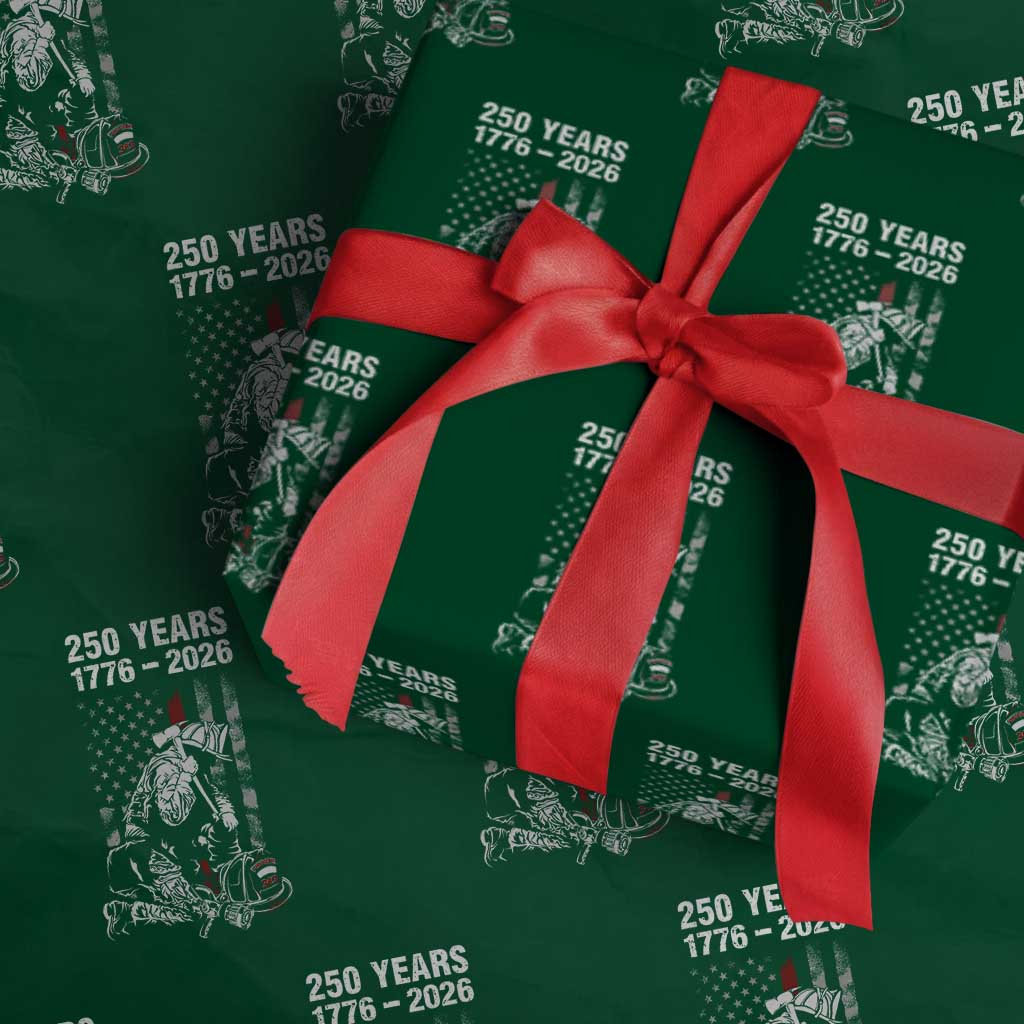 Fireman 250 Years of America Wrapping Paper Roll Firefighter Red US Patriotic 4th Of July TS14 Green Print Your Wear