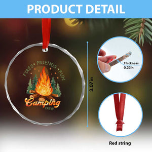 Fires Friends Fun Camping Crew Crystal Glass Ornament Cozy Campfire Adventure Outdoor Lovers TS02 Print Your Wear