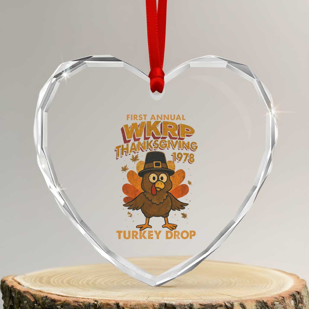 First Annual WKRP Heart Crystal Glass Ornament Funny Thanksgiving Day WKRP Turkey Drop TS10 Transparent Glass 3'' Heart Print Your Wear