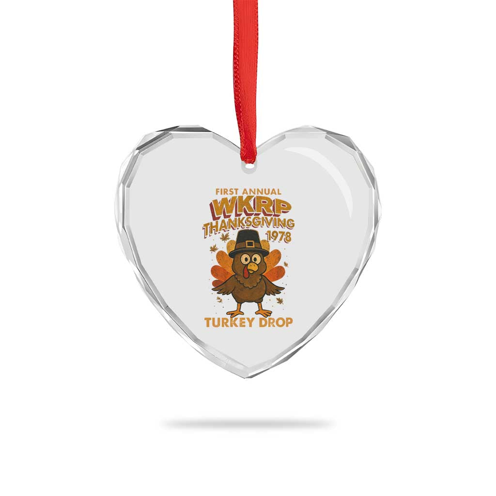 First Annual WKRP Heart Crystal Glass Ornament Funny Thanksgiving Day WKRP Turkey Drop TS10 Print Your Wear