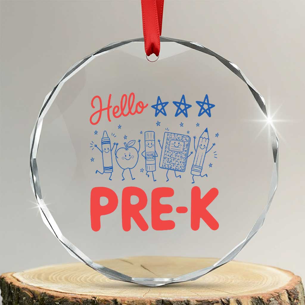 First Day of Pre-K Boys Girls Toddler Preschool Patriotic US Crystal Glass Ornament TS14 Transparent Glass 3'' Circle Print Your Wear