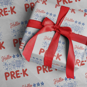 First Day of Pre-K Boys Girls Toddler Preschool Patriotic US Wrapping Paper Roll TS14 White Print Your Wear