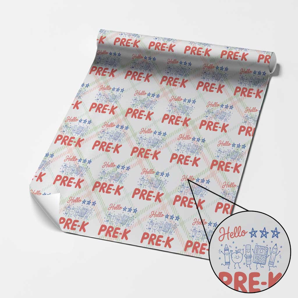 First Day of Pre-K Boys Girls Toddler Preschool Patriotic US Wrapping Paper Roll TS14 Christmas Plaid Print Your Wear