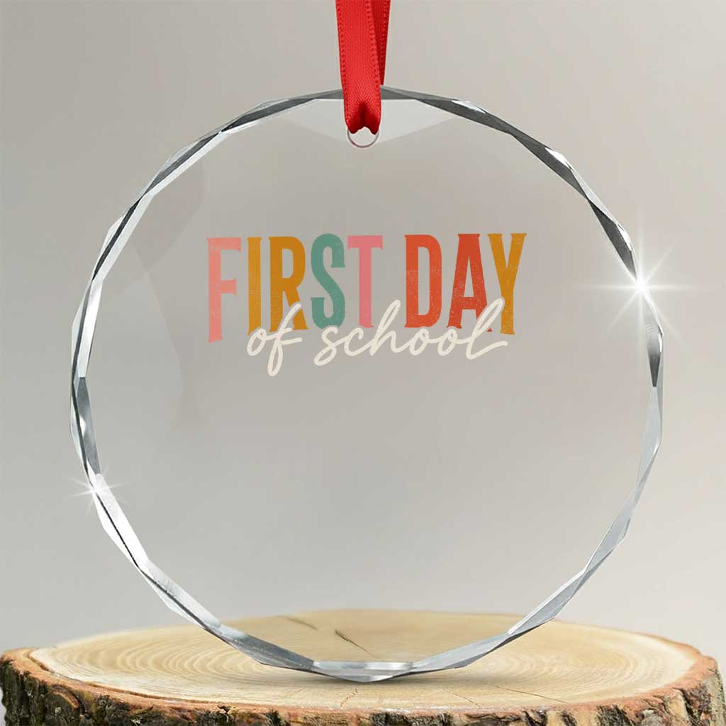 First Day of School Teacher Student Crystal Glass Ornament Funny Back to School Retro TS11 Transparent Glass 3'' Circle Print Your Wear