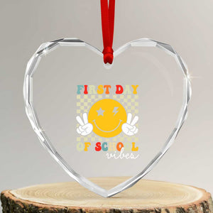 First Day of School Vibes Heart Crystal Glass Ornament Aesthetic Back to School Teacher Student