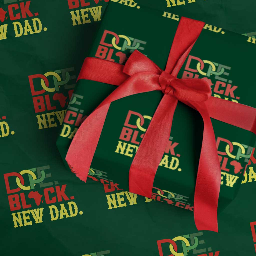 First Father's Day African American Dad Wrapping Paper Roll New Dad Gift TS12 Green Print Your Wear