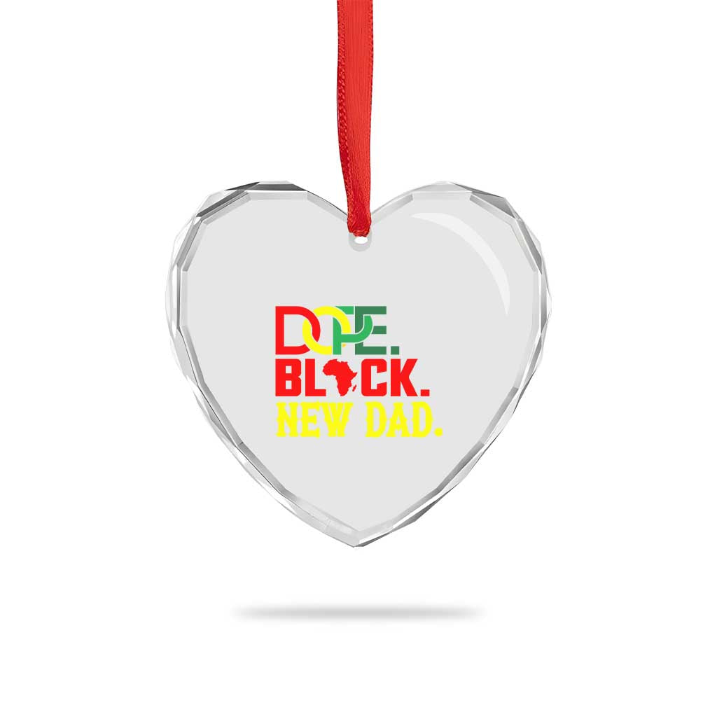 First Father's Day African American Dad Heart Crystal Glass Ornament New Dad Gift