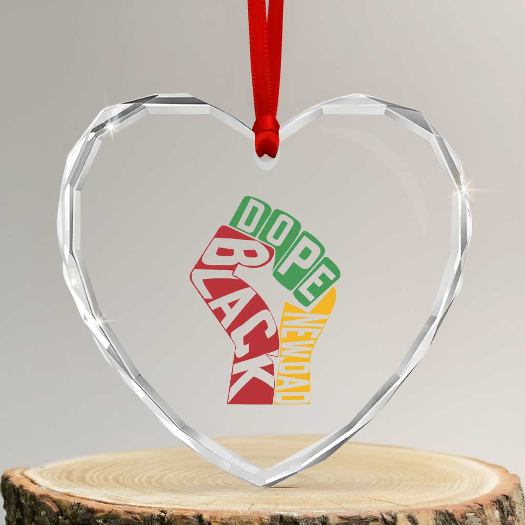 First Fathers Day Black Dad Heart Crystal Glass Ornament New Dad Gift