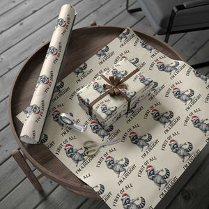 First Of All I Am A Delight Wrapping Paper Roll Funny Christmas Raccoon TS14 Beige Print Your Wear