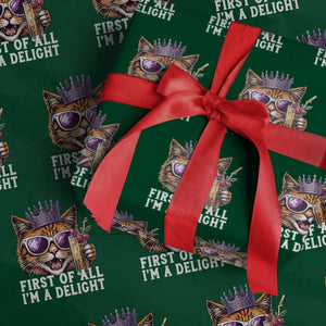 First Of All Im A Delight Princess Cat Quote Wrapping Paper Roll Sci-Fi Book Lover Gift TS12 Green Print Your Wear