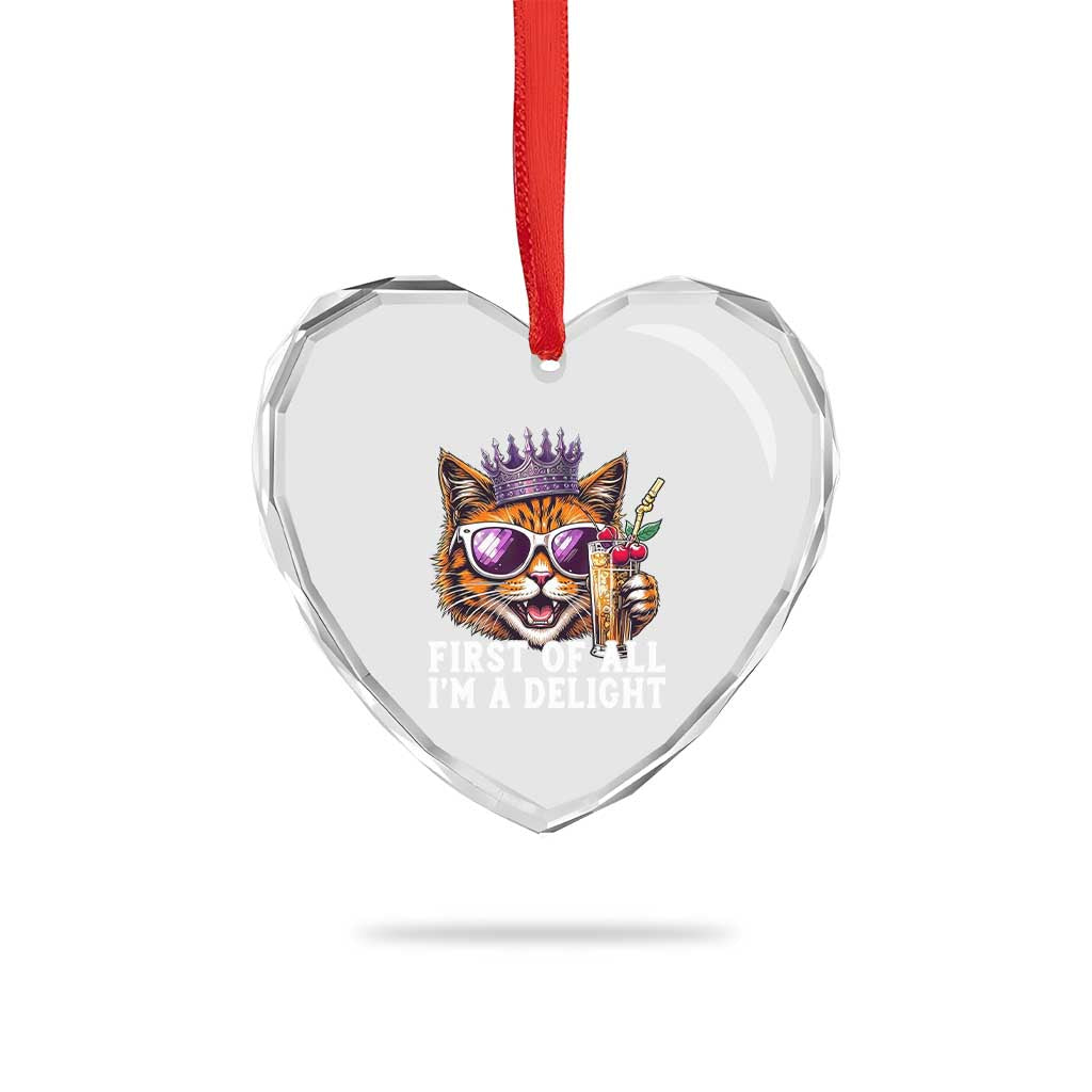 First Of All Im A Delight Princess Cat Quote Heart Crystal Glass Ornament Sci-Fi Book Lover Gift TS12 Print Your Wear