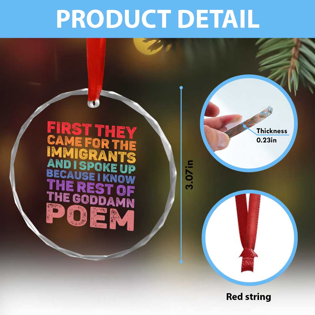 First They Came for The Immigrants Crystal Glass Ornament TS02 Print Your Wear