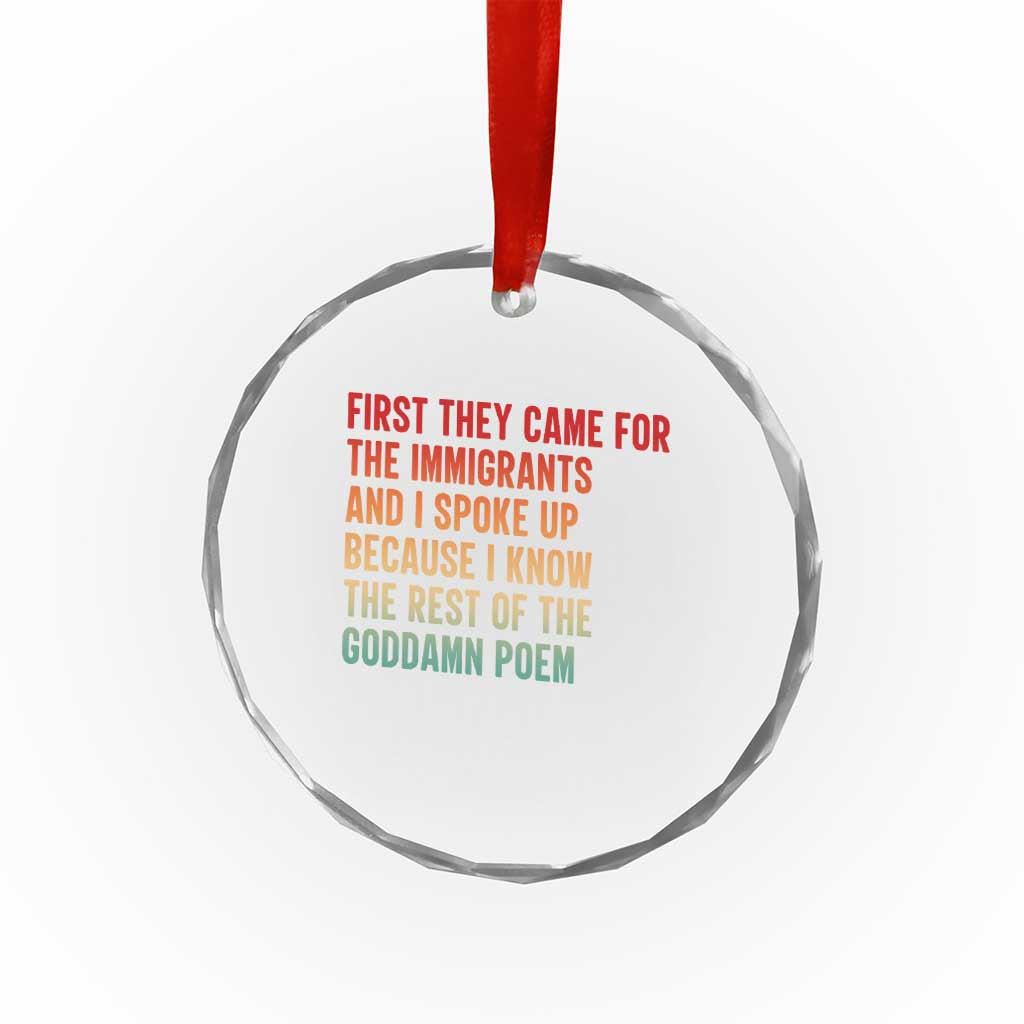 First They Came For The Immigrants Crystal Glass Ornament Retro Human Rights Protest TS10 Print Your Wear