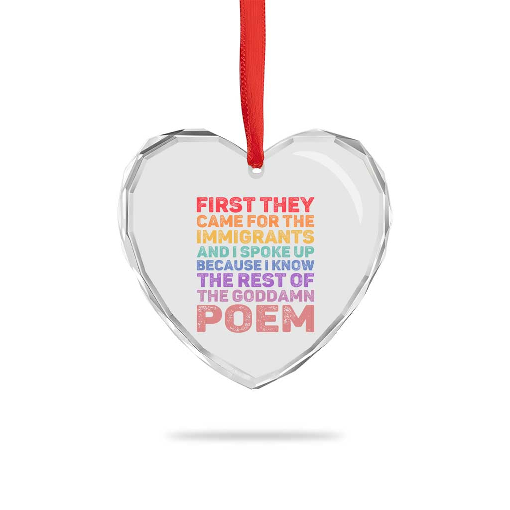 First They Came for The Immigrants Heart Crystal Glass Ornament TS02 Print Your Wear
