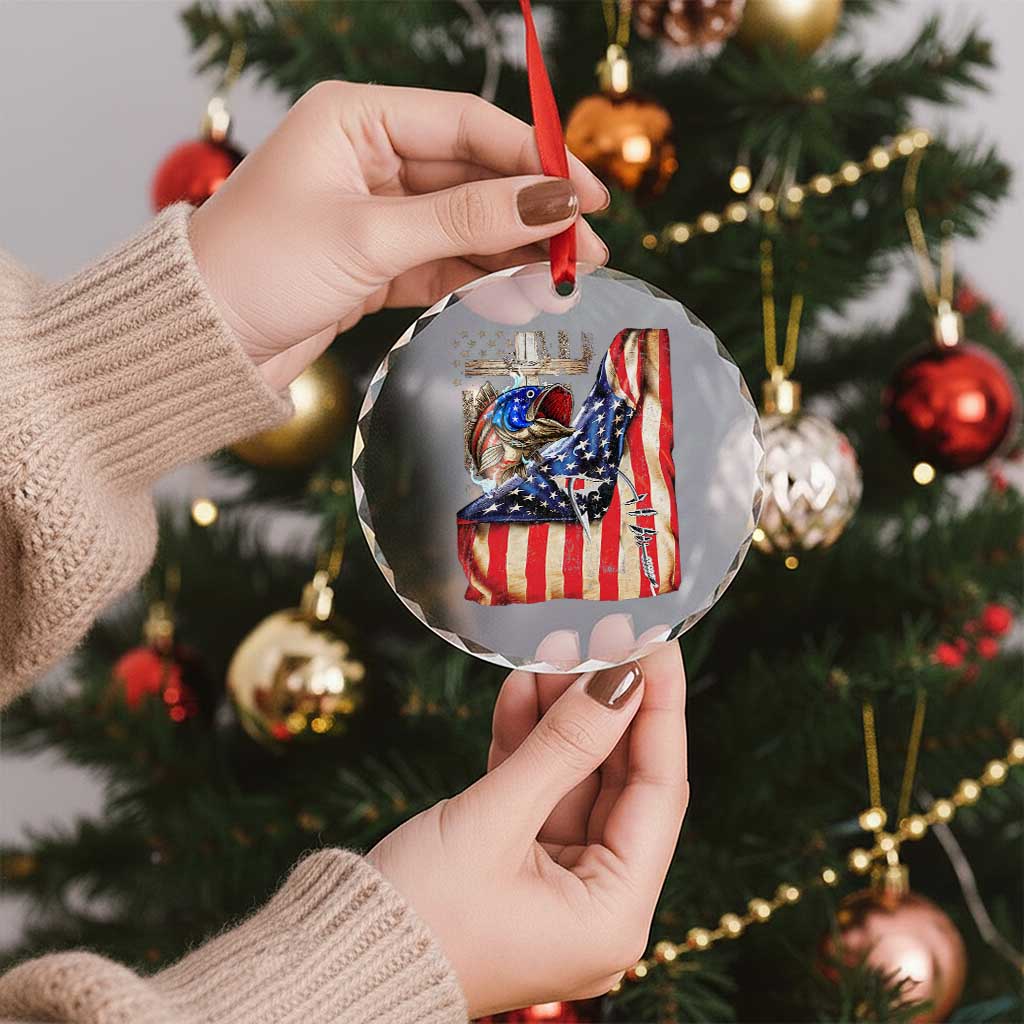 Fisherman Christian Fishing Vintage American Flag Crystal Glass Ornament TS11 Print Your Wear