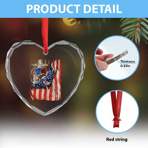 Fisherman Christian Fishing Vintage American Flag Heart Crystal Glass Ornament TS11 Print Your Wear