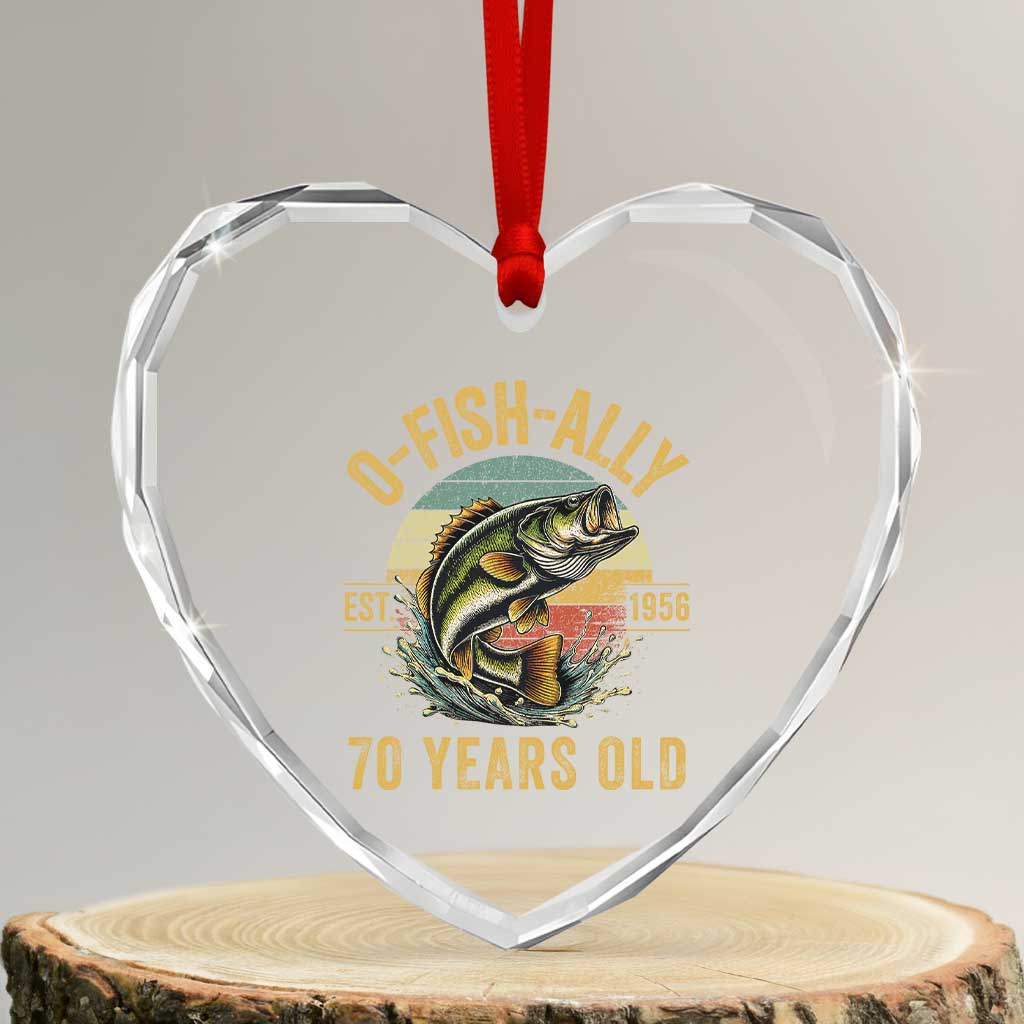 Fishing 70th Birthday Heart Crystal Glass Ornament O Fish Ally 70 Years Old Fisherman Gifts TS11 Transparent Glass 3'' Heart Print Your Wear