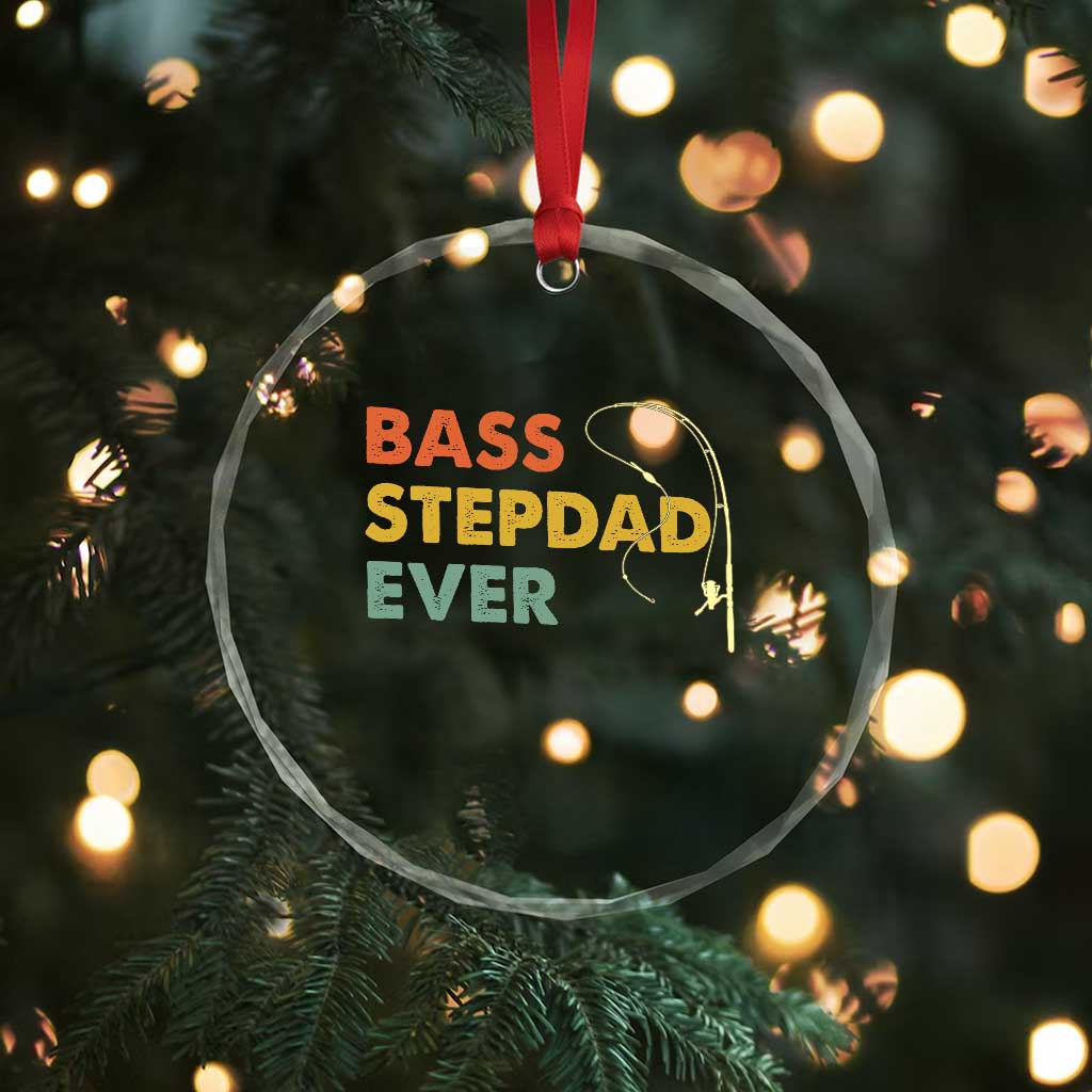 Fishing Bonus Dad Crystal Glass Ornament Retro Bass Stepdad Ever Fathers Day Fisherman TS10 Print Your Wear