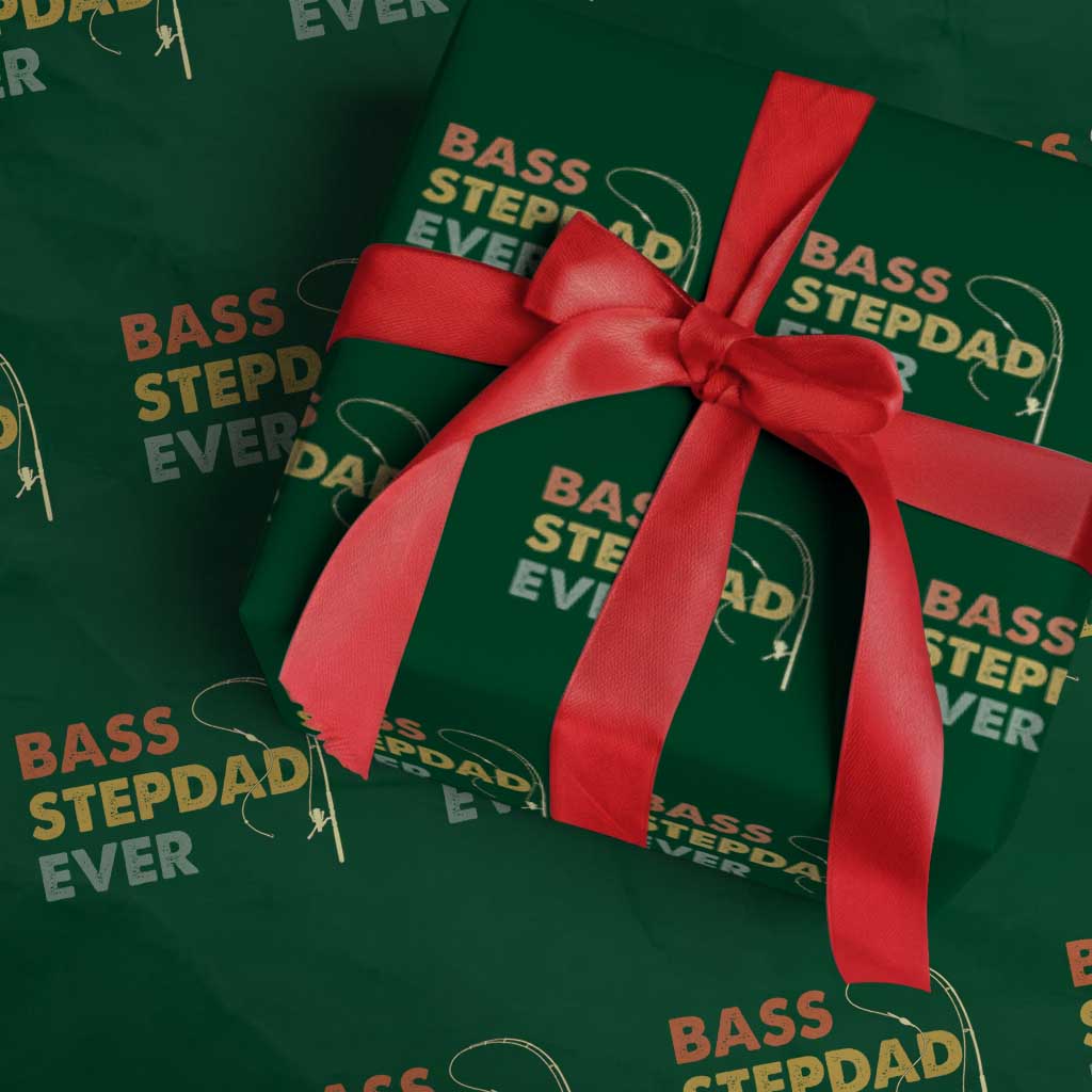 Fishing Bonus Dad Wrapping Paper Roll Retro Bass Stepdad Ever Fathers Day Fisherman