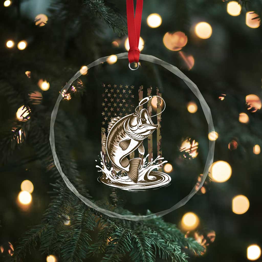 Fishing Camo Crystal Glass Ornament Bass Fish American Flag Boy Men Fisherman Gift TS10 Print Your Wear