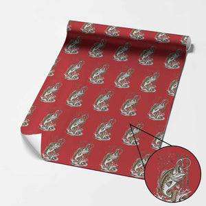 Fishing Camo Wrapping Paper Roll Bass Fish American Flag Boy Men Fisherman Gift TS10 Red Print Your Wear