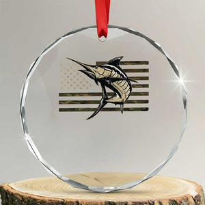 Fishing Camouflage US Flag Crystal Glass Ornament Swordfish Fish Fisherman Camo TS10 Transparent Glass 3'' Circle Print Your Wear