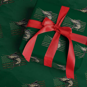 Fishing Camouflage US Flag Wrapping Paper Roll Swordfish Fish Fisherman Camo TS10 Green Print Your Wear