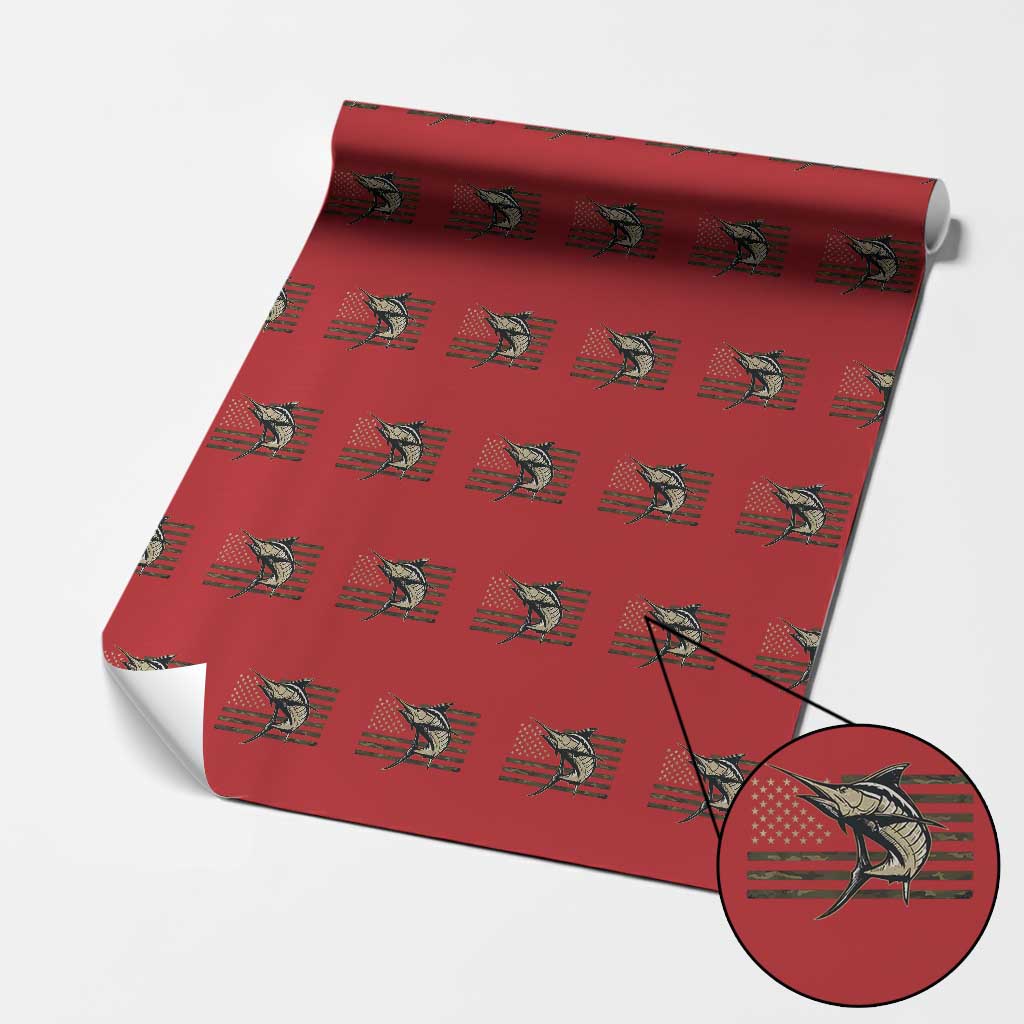 Fishing Camouflage US Flag Wrapping Paper Roll Swordfish Fish Fisherman Camo TS10 Red Print Your Wear