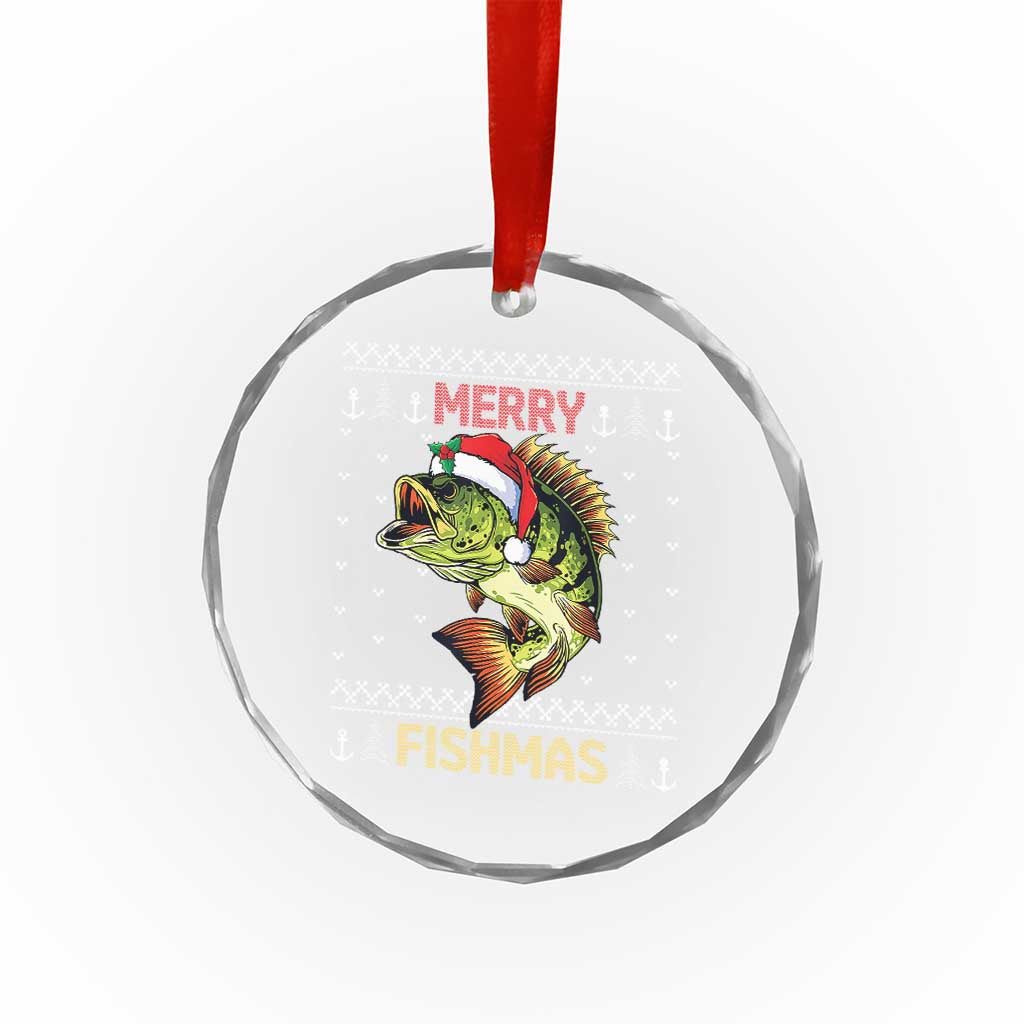 Fishing Crystal Glass Ornament Merry Fishmas Bass Fish Ugly Sweater TS10 Print Your Wear