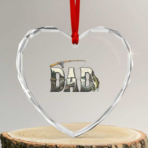 Fishing Dad Heart Crystal Glass Ornament Funny Angler Fathers Day Gift TS12 Transparent Glass 3'' Heart Print Your Wear