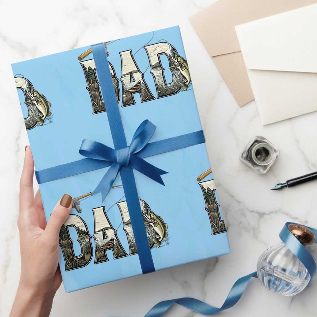 Fishing Dad Wrapping Paper Roll Funny Angler Fathers Day Gift TS12 Light Blue Print Your Wear