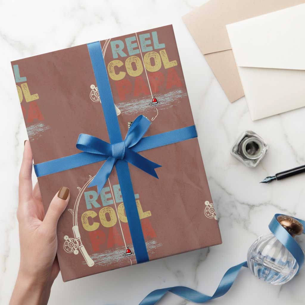 Fishing Dad Wrapping Paper Roll Reel Cool Papa Retro Vintage TS02 Mocha Print Your Wear