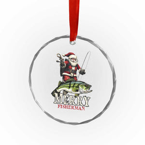 Fishing Gifts Crystal Glass Ornament Merry Fisherman Santa Claus Fish Fishing Rod TS10 Print Your Wear