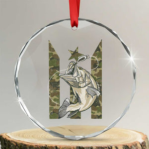 Fishing Puerto Rico Flag Crystal Glass Ornament Bass Fish Fisherman Camo Camouflage US Flag TS10 Transparent Glass 3'' Circle Print Your Wear