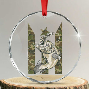 Fishing Puerto Rico Flag Crystal Glass Ornament Bass Fish Fisherman Camo Camouflage US Flag TS10 Transparent Glass 3'' Circle Print Your Wear