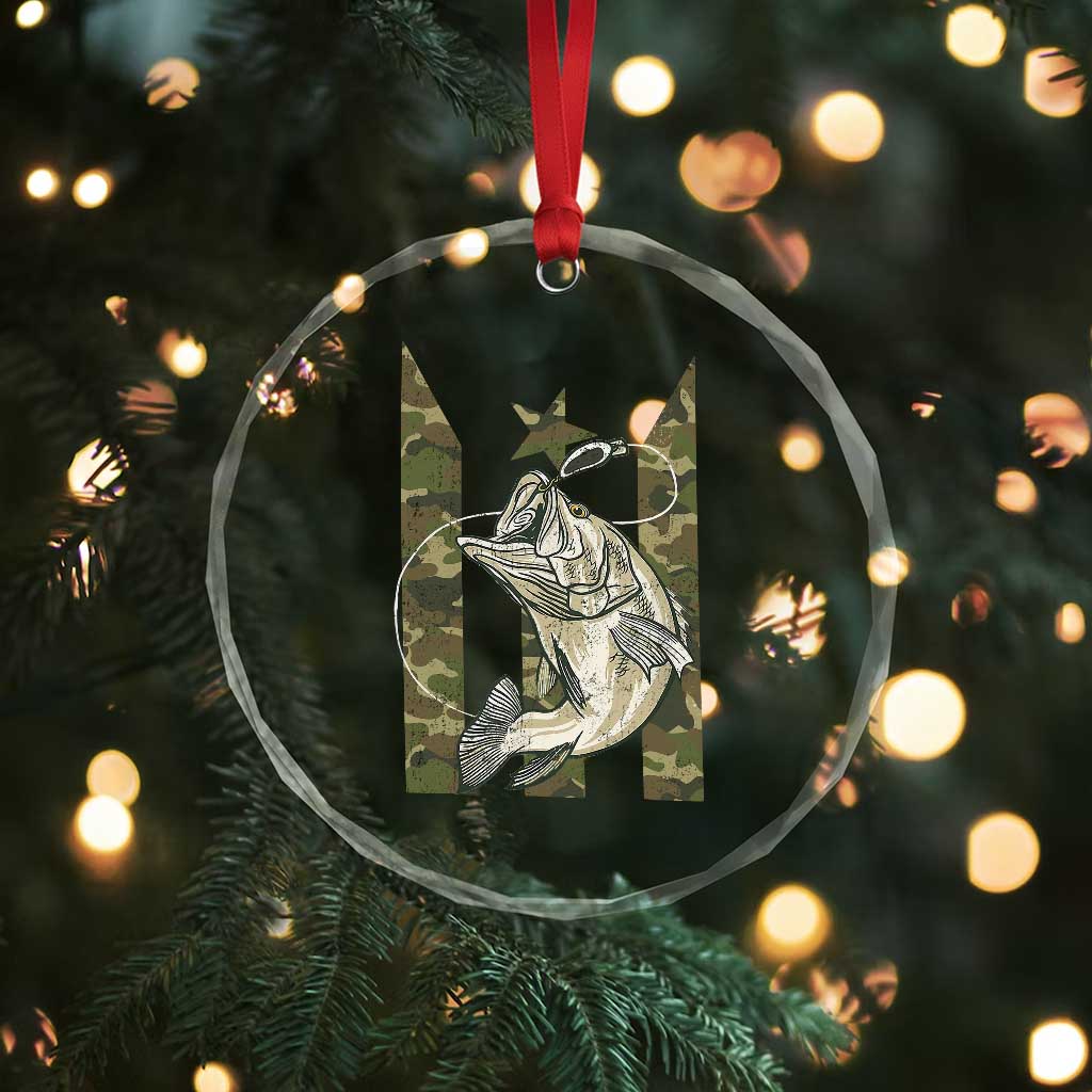 Fishing Puerto Rico Flag Crystal Glass Ornament Bass Fish Fisherman Camo Camouflage US Flag TS10 Print Your Wear