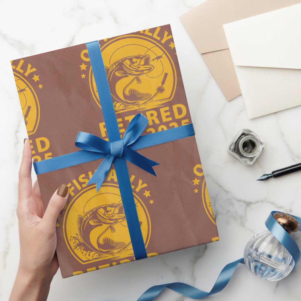 Fishing Retirement Wrapping Paper Roll O-Fish-Ally Retired 2025 For Fisherman TS10 Mocha Print Your Wear