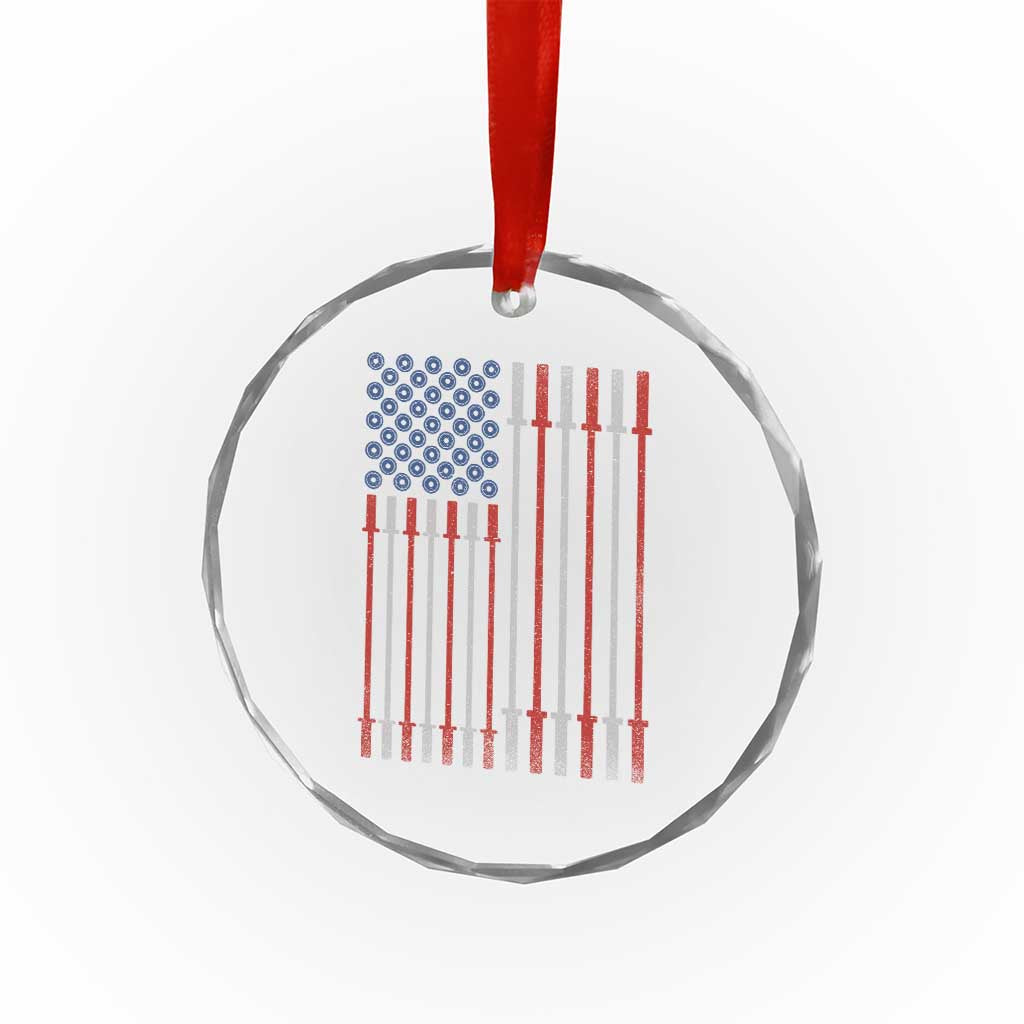 Fitness Gym Barbell Powerlifting Patriotic American Flag Crystal Glass Ornament TS11 Print Your Wear