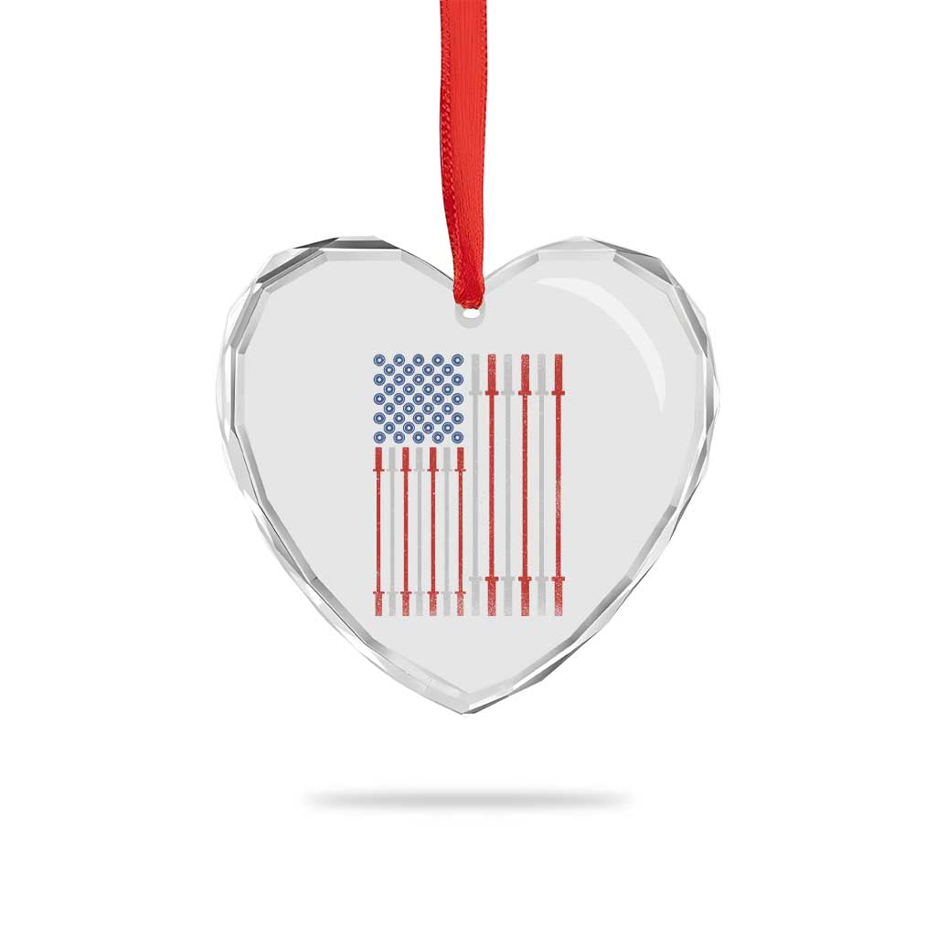 Fitness Gym Barbell Powerlifting Patriotic American Flag Heart Crystal Glass Ornament TS11 Print Your Wear