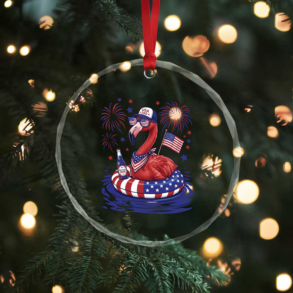 Flamingo 4Th Of July Patriotic USA American Flag Crystal Glass Ornament TS14 Print Your Wear