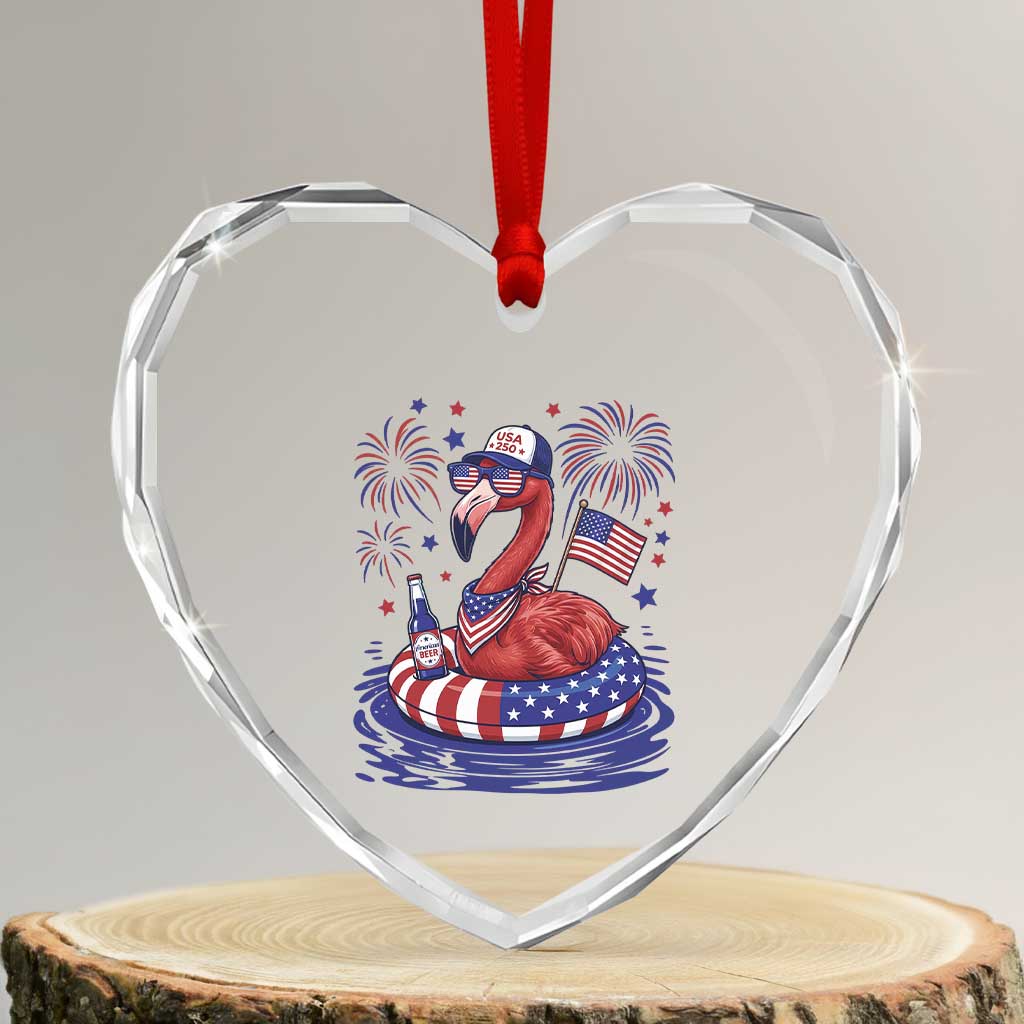 Flamingo 4Th Of July Patriotic USA American Flag Heart Crystal Glass Ornament TS14 Transparent Glass 3'' Heart Print Your Wear